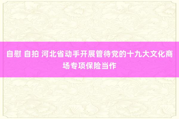 自慰 自拍 河北省动手开展管待党的十九大文化商场专项保险当作