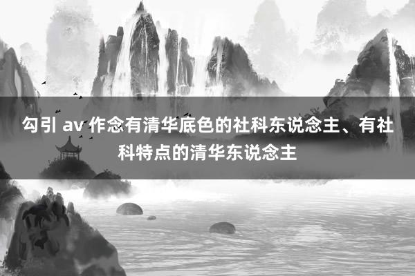 勾引 av 作念有清华底色的社科东说念主、有社科特点的清华东说念主