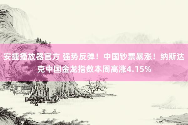 安捷播放器官方 强势反弹！中国钞票暴涨！纳斯达克中国金龙指数本周高涨4.15%