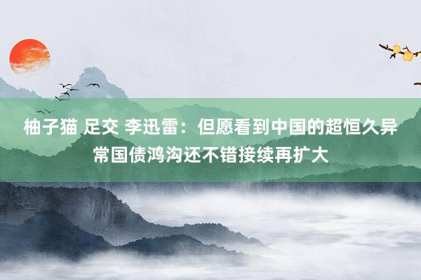柚子猫 足交 李迅雷：但愿看到中国的超恒久异常国债鸿沟还不错接续再扩大