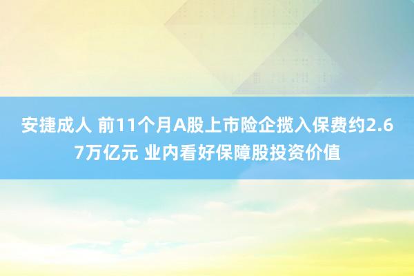 安捷成人 前11个月A股上市险企揽入保费约2.67万亿元 业内看好保障股投资价值